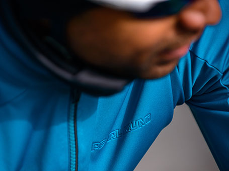 detail photograph of a new cycling jacket for digital catalog
